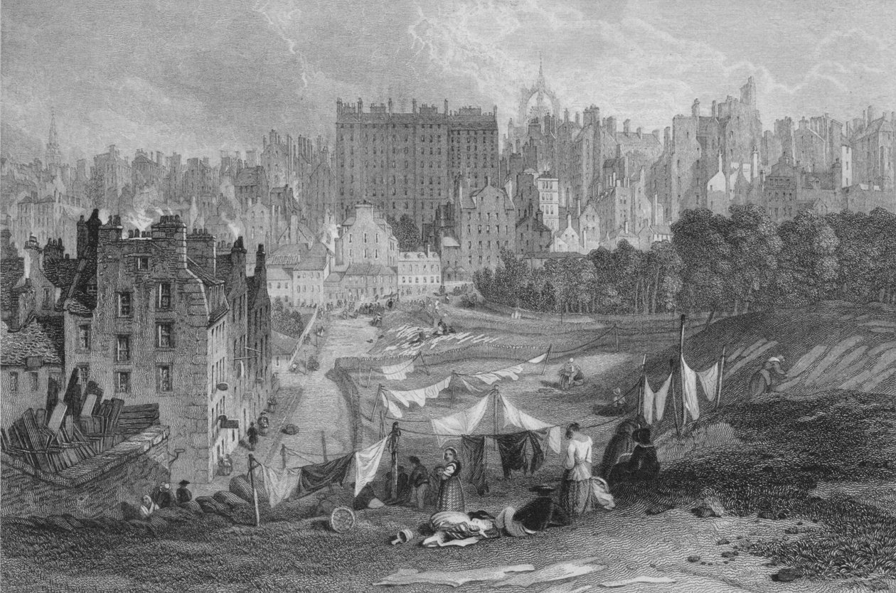 प्रिंसेस स्ट्रीट, 1841 से एडिनबर्ग ओल्ड टाउन द्वारा थॉमस डोबी