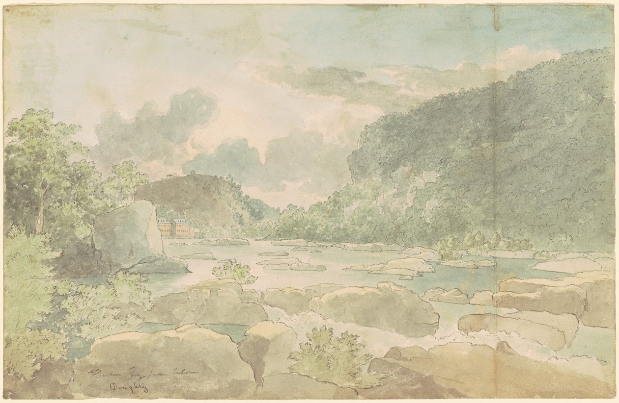 नीचे से हार्पर्स फेरी, c.1825-26 (कागज पर पानी के रंग की कलम और स्याही) द्वारा थॉमस डौटी