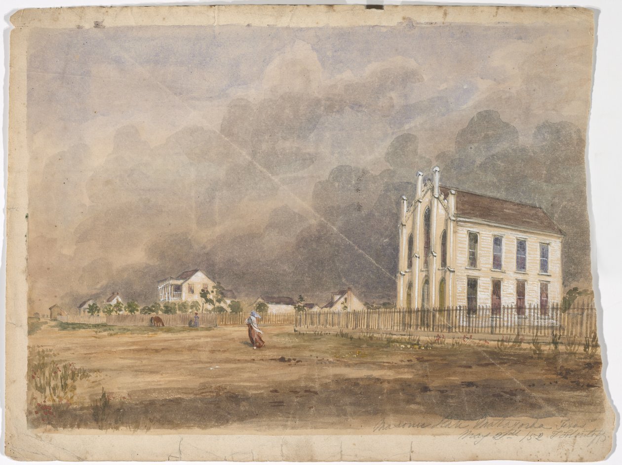 मेसोनिक हॉल, माटागोर्डा, टेक्सास, 21 मई, 1852 (कागज पर पानी का रंग) द्वारा थॉमस फ्लिंटॉफ