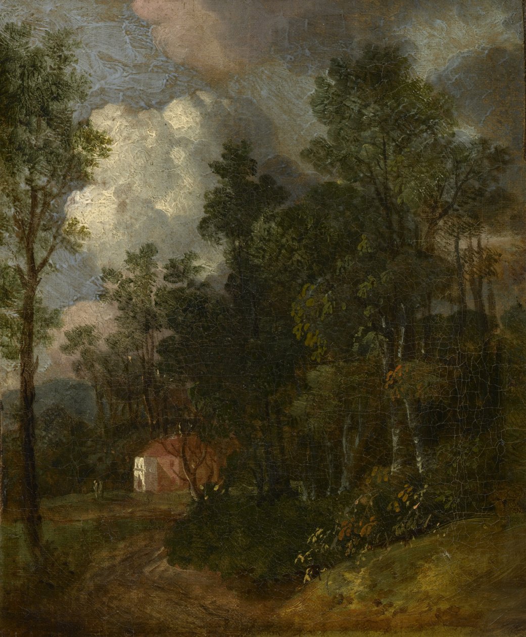 हाउस द्वारा आंकड़े के साथ एक वुडेड लैंडस्केप, c.1752 द्वारा थॉमस गेन्सबोरो