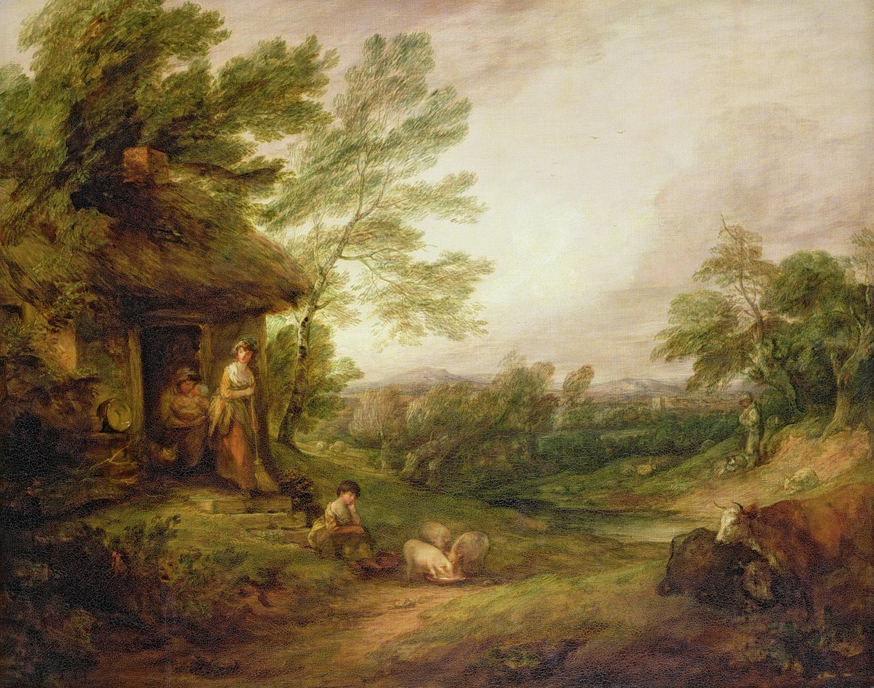 लड़की और सूअरों के साथ कॉटेज डोर, c.1786 द्वारा थॉमस गेन्सबोरो