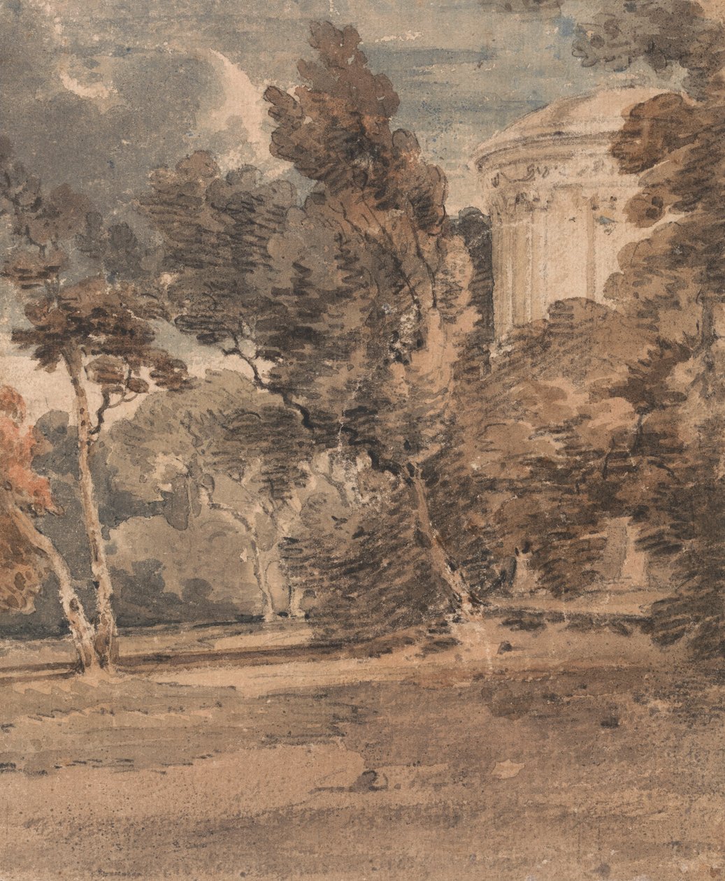 हरेवुड पार्क में एक मंदिर, c.1798 (टेक्सचर्ड पेपर पर ग्रेफाइट से अधिक पानी) द्वारा थॉमस गिर्टिन