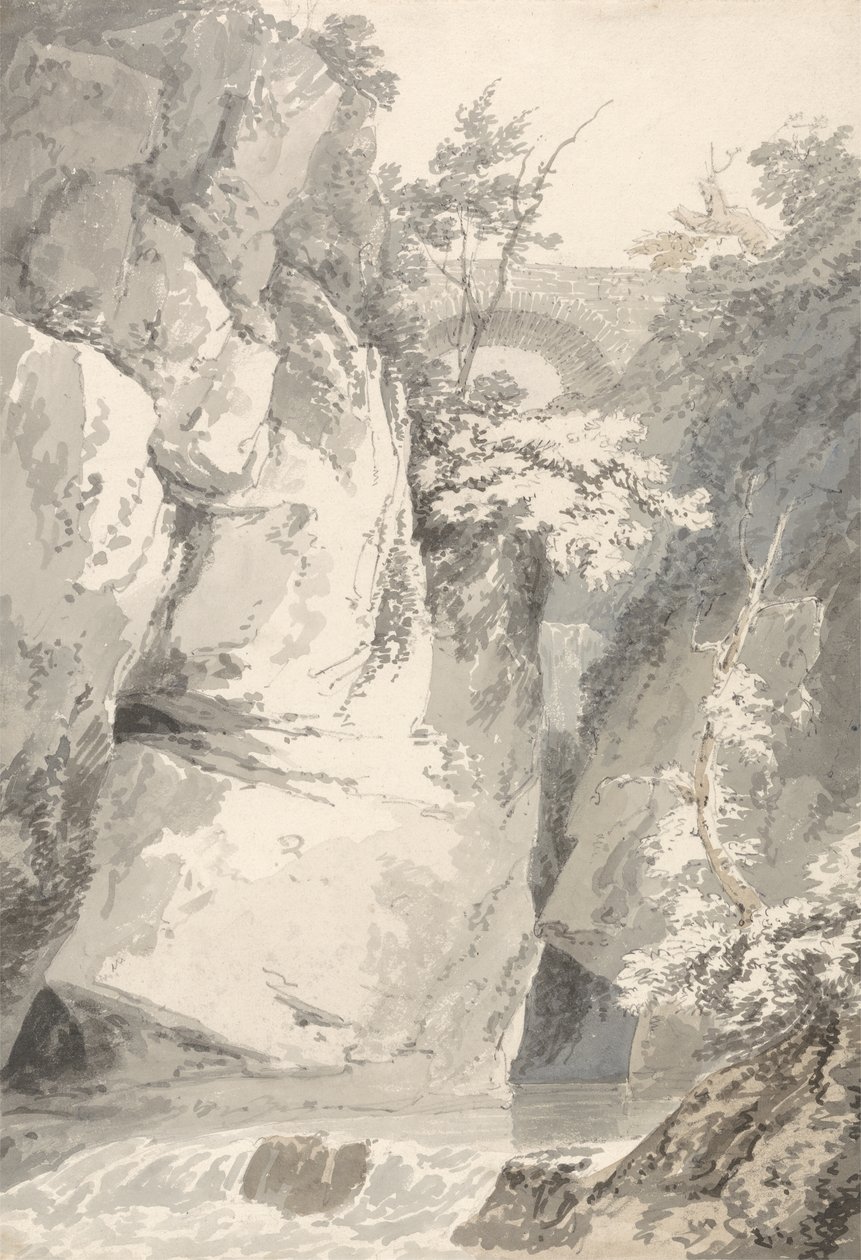 लागो डि कोमो के तट पर, c.1796 (कागज पर ग्रेफाइट से धोएं) द्वारा थॉमस गिर्टिन