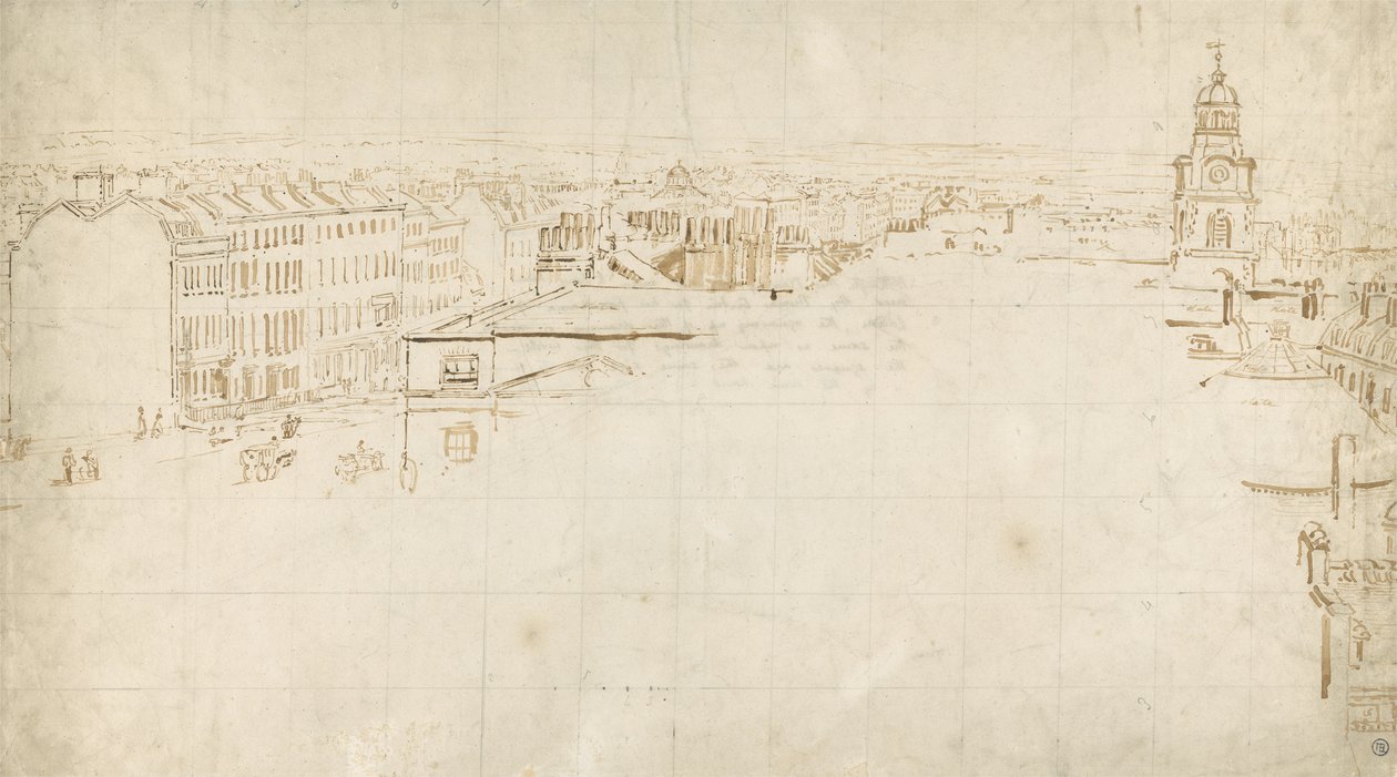 ईडोमेट्रोपोलिस के लिए स्केच, c.1801 (कागज पर स्याही) द्वारा थॉमस गिर्टिन