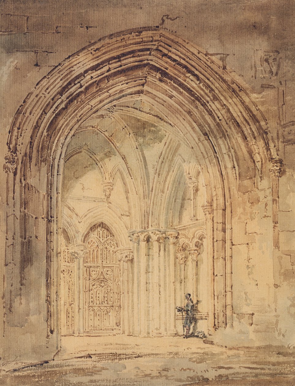 सेंट अल्बान्स कैथेड्रल, हर्टफोर्डशायर, c.1797 (wc, पेन अंडर ब्राउन ब्राउन स्याही) द्वारा थॉमस गिर्टिन