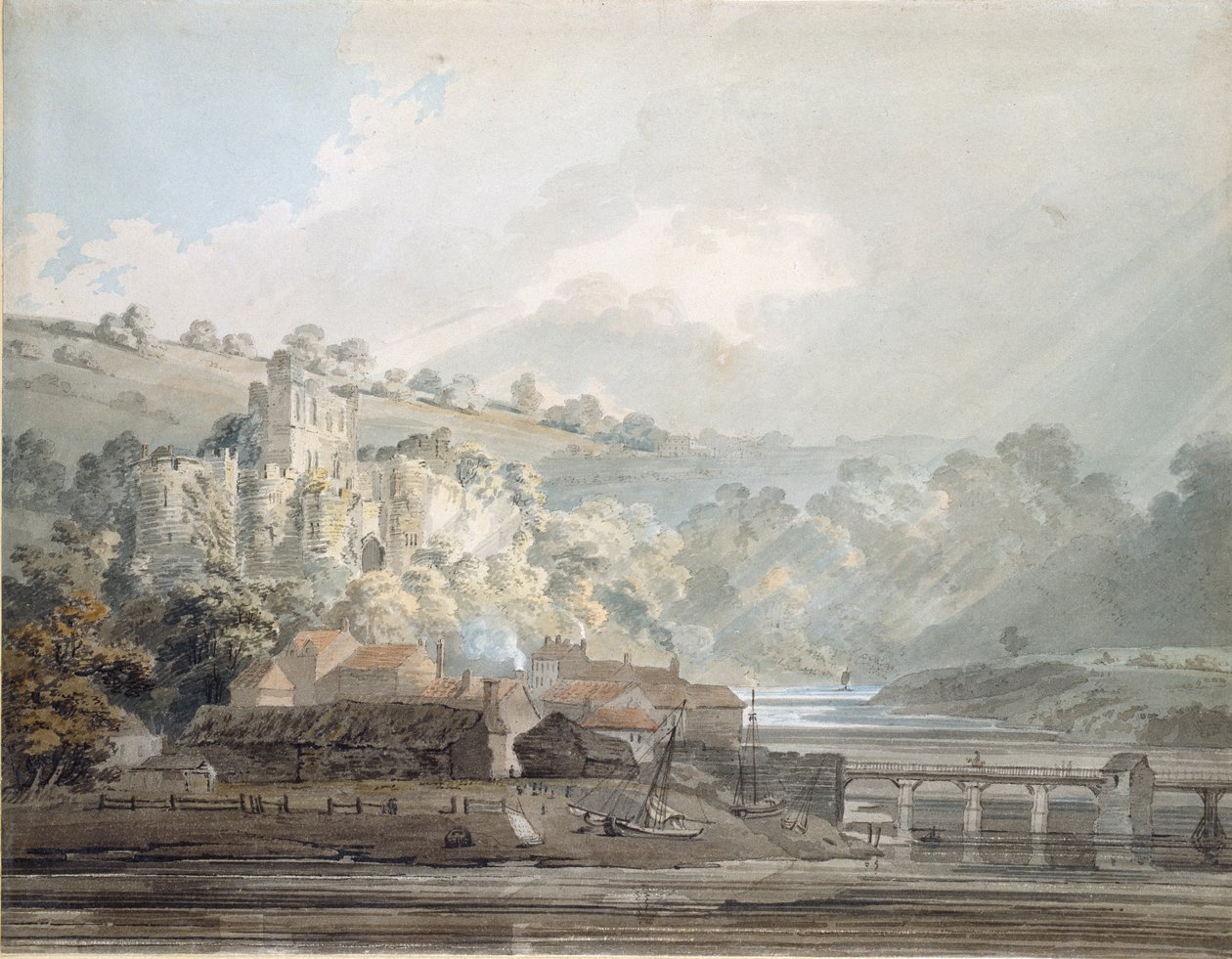 चेपस्टो, मॉनमाउथशायर का दृश्य, c.1791-1792 द्वारा थॉमस गिर्टिन