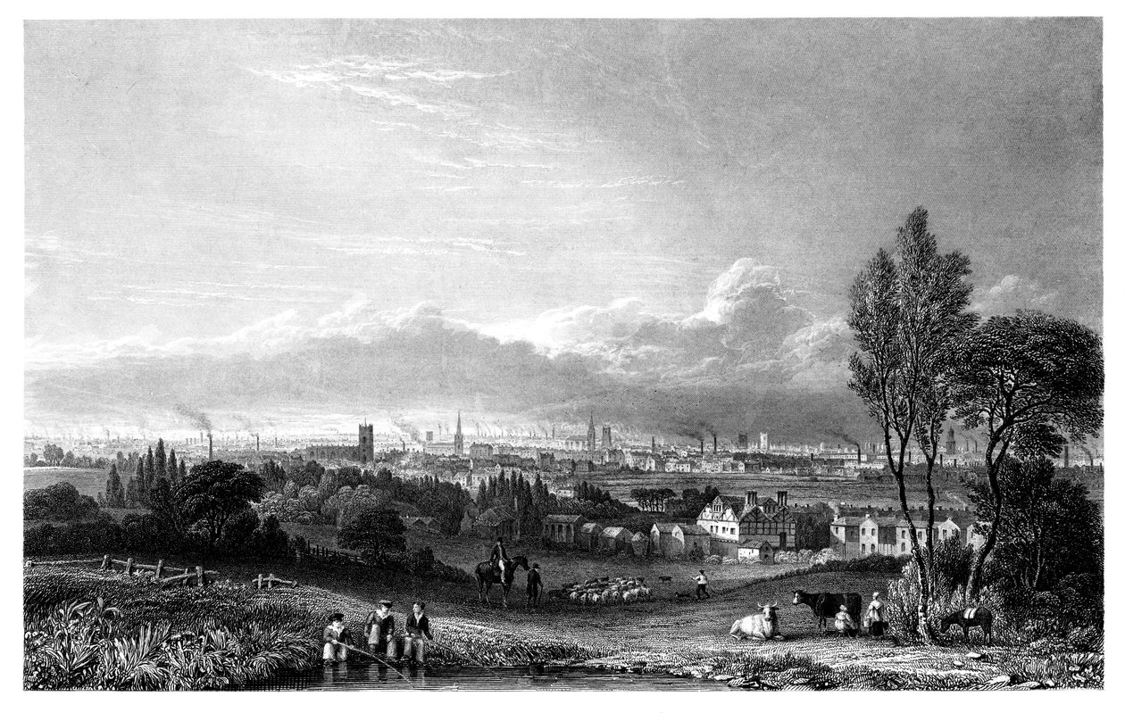मैनचेस्टर का दृश्य, 1844। द्वारा थॉमस हिघम