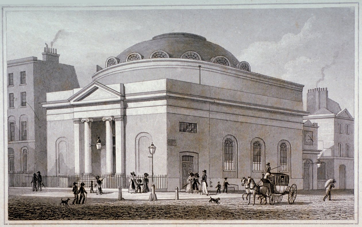 एल्बियन चैपल, लंदन, c1827। द्वारा थॉमस होसमर शेफर्ड