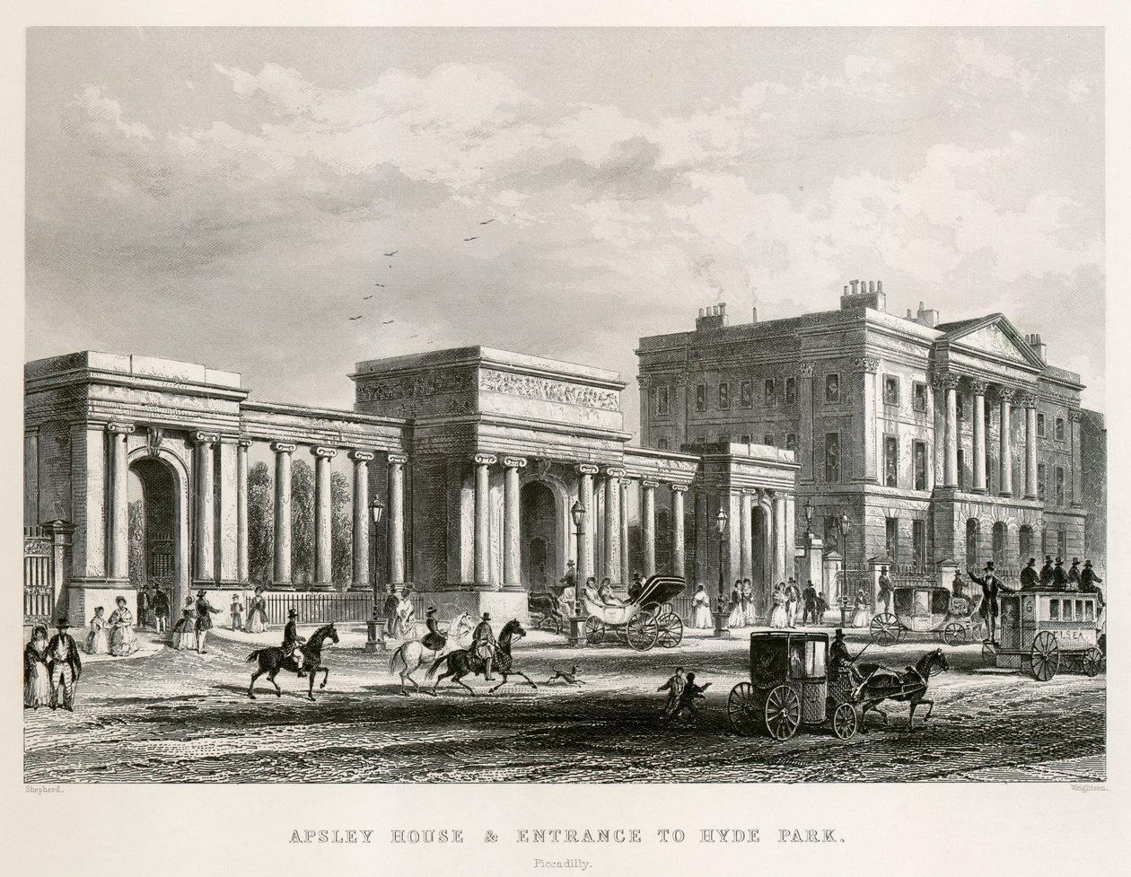 अपस्ले हाउस, हाइड पार्क कॉर्नर, लंदन, 1850 द्वारा थॉमस होसमर शेफर्ड