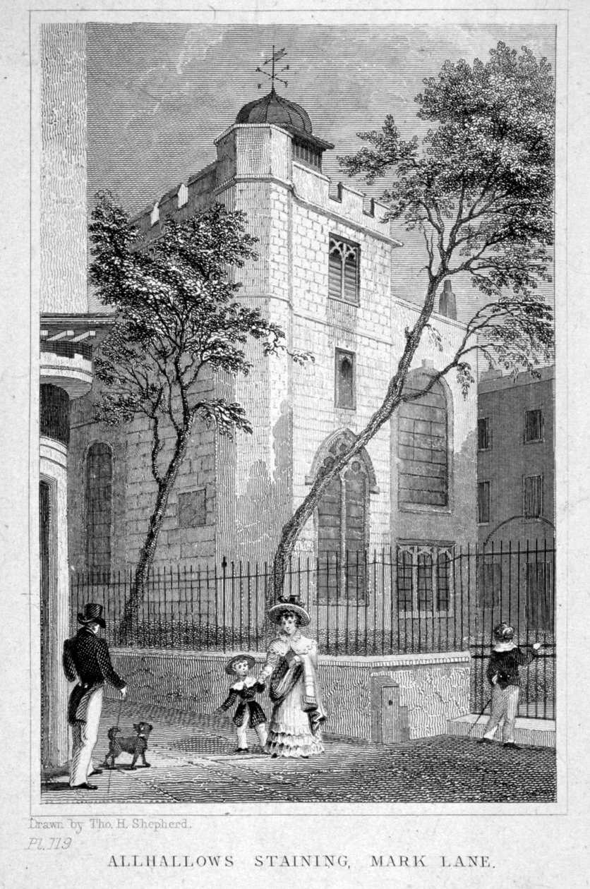 चर्च ऑफ़ ऑल हैलोज़ स्टेनिंग, लंदन, 1829 द्वारा थॉमस होसमर शेफर्ड