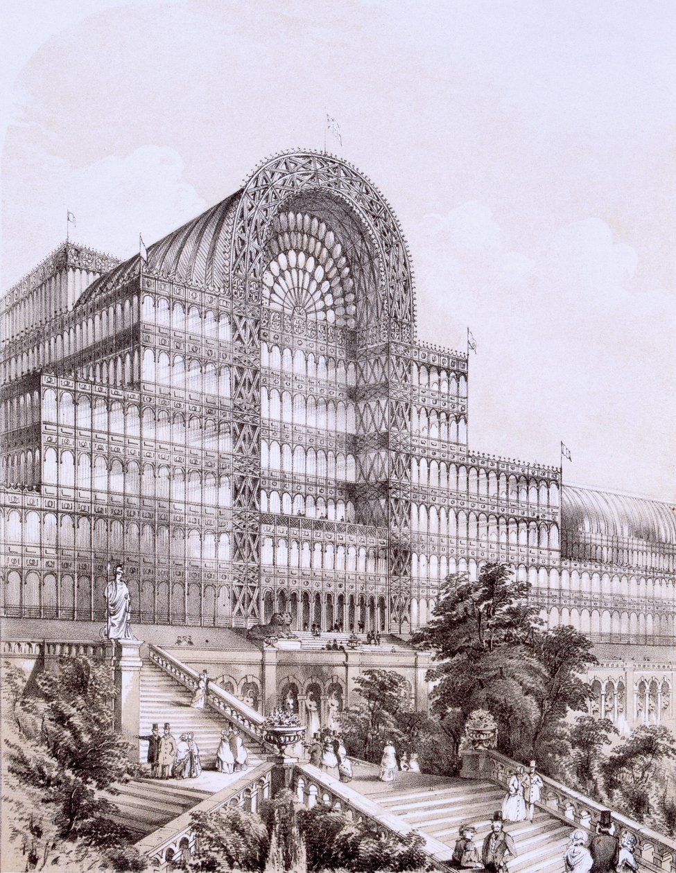 सिडेनहैम में क्रिस्टल पैलेस, ग्रेट ट्रेन्सेप्ट के सामने, c.1851-55 द्वारा थॉमस होसमर शेफर्ड