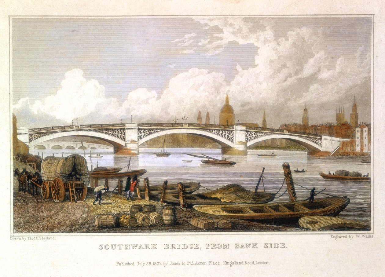 साउथवार्क ब्रिज, बैंक साइड, 1817 से द्वारा थॉमस होसमर शेफर्ड
