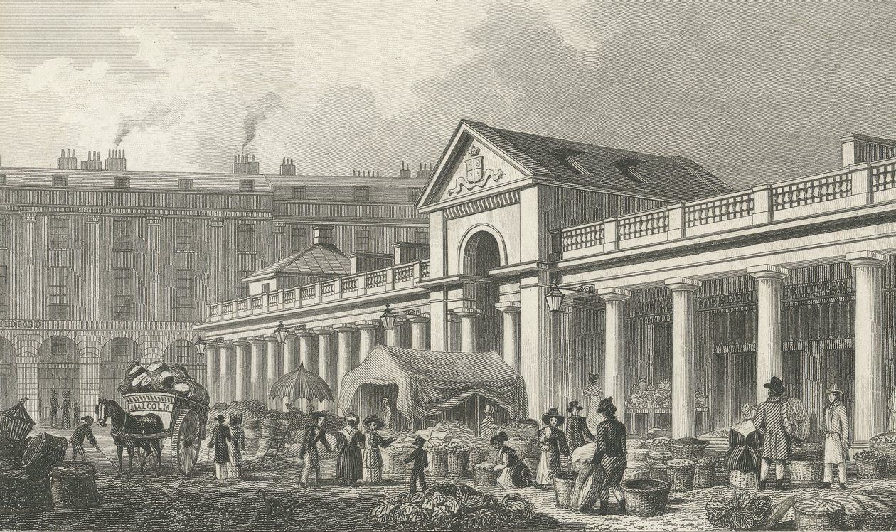 1827-30 के नए कोवेंट गार्डन बाजार का NW मुखौटा द्वारा थॉमस होसमर शेफर्ड