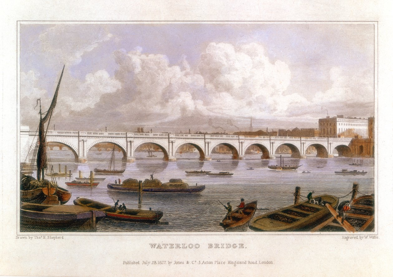 1817 के टेम्स के पार वाटरलू ब्रिज, लंदन द्वारा थॉमस होसमर शेफर्ड