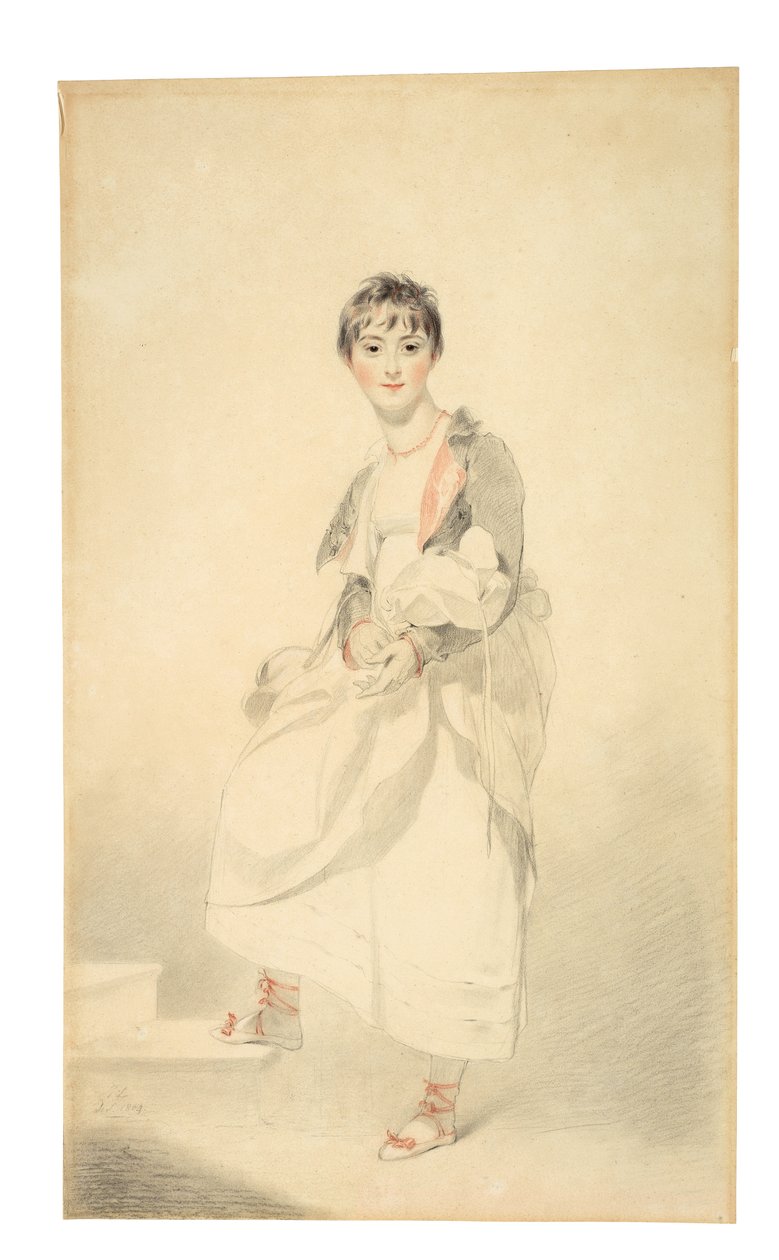 लेडी फ्रांसेस हैमिल्टन का पोर्ट्रेट (1795-1860) (काला और लाल चाक) द्वारा थॉमस लॉरेंस