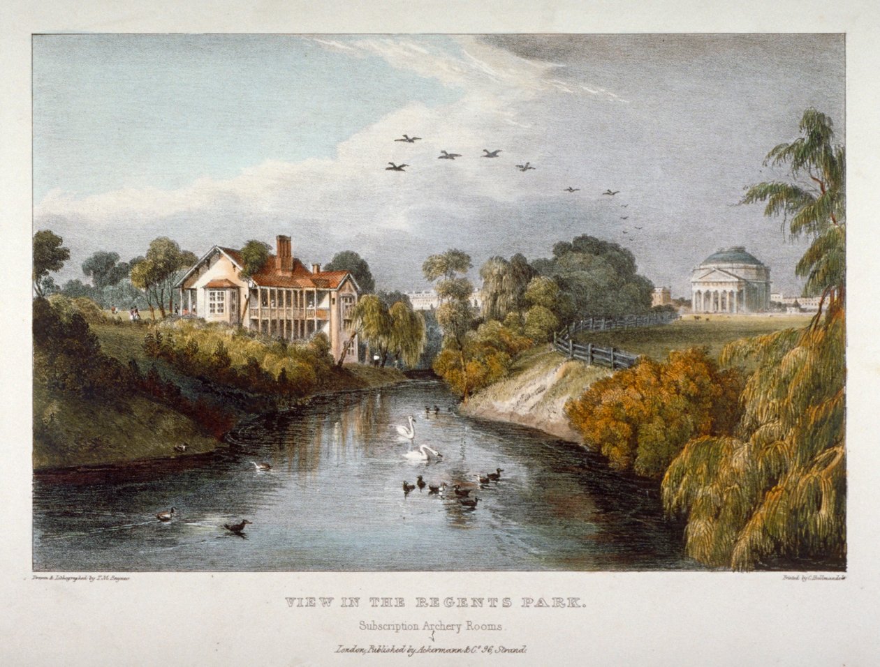 रीजेंट पार्क, सेंट मैरीलेबोन, लंदन में दृश्य, c1830 द्वारा थॉमस मान बेनेस
