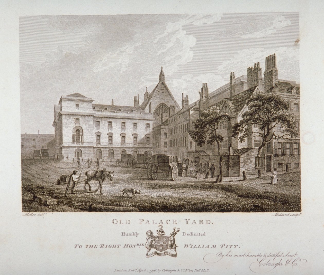 ओल्ड पैलेस यार्ड, वेस्टमिंस्टर, लंदन, 1796 द्वारा थॉमस मेडलैंड