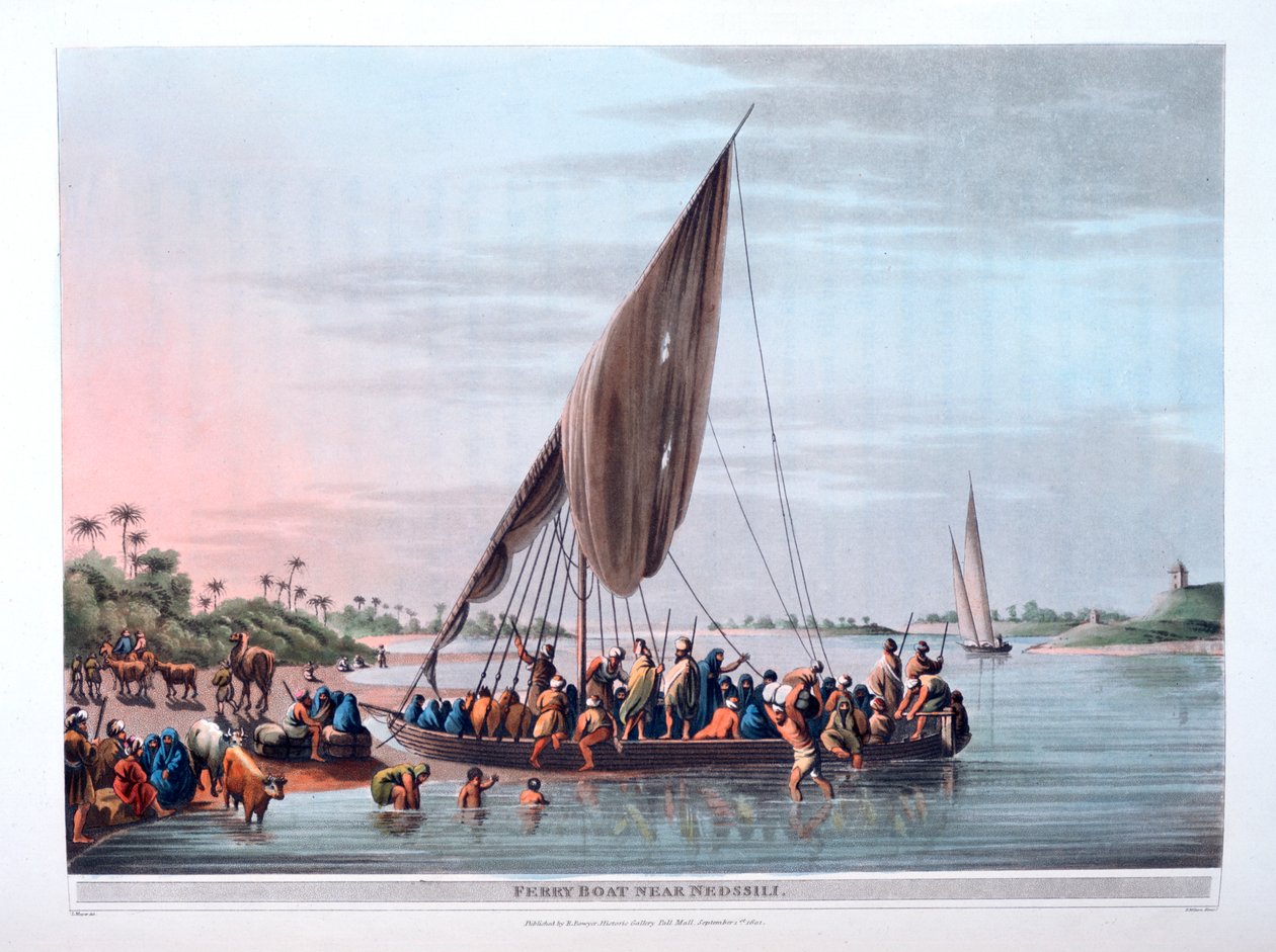 नेडसिली के पास फेरी बोट, 1801 द्वारा थॉमस मिल्टन