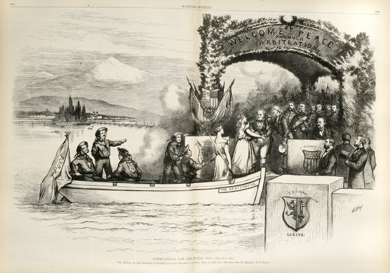 अंतर्राष्ट्रीय कानून - बेहतर तरीका ..., 1874 (लकड़ी उत्कीर्णन) द्वारा थॉमस नास्ट