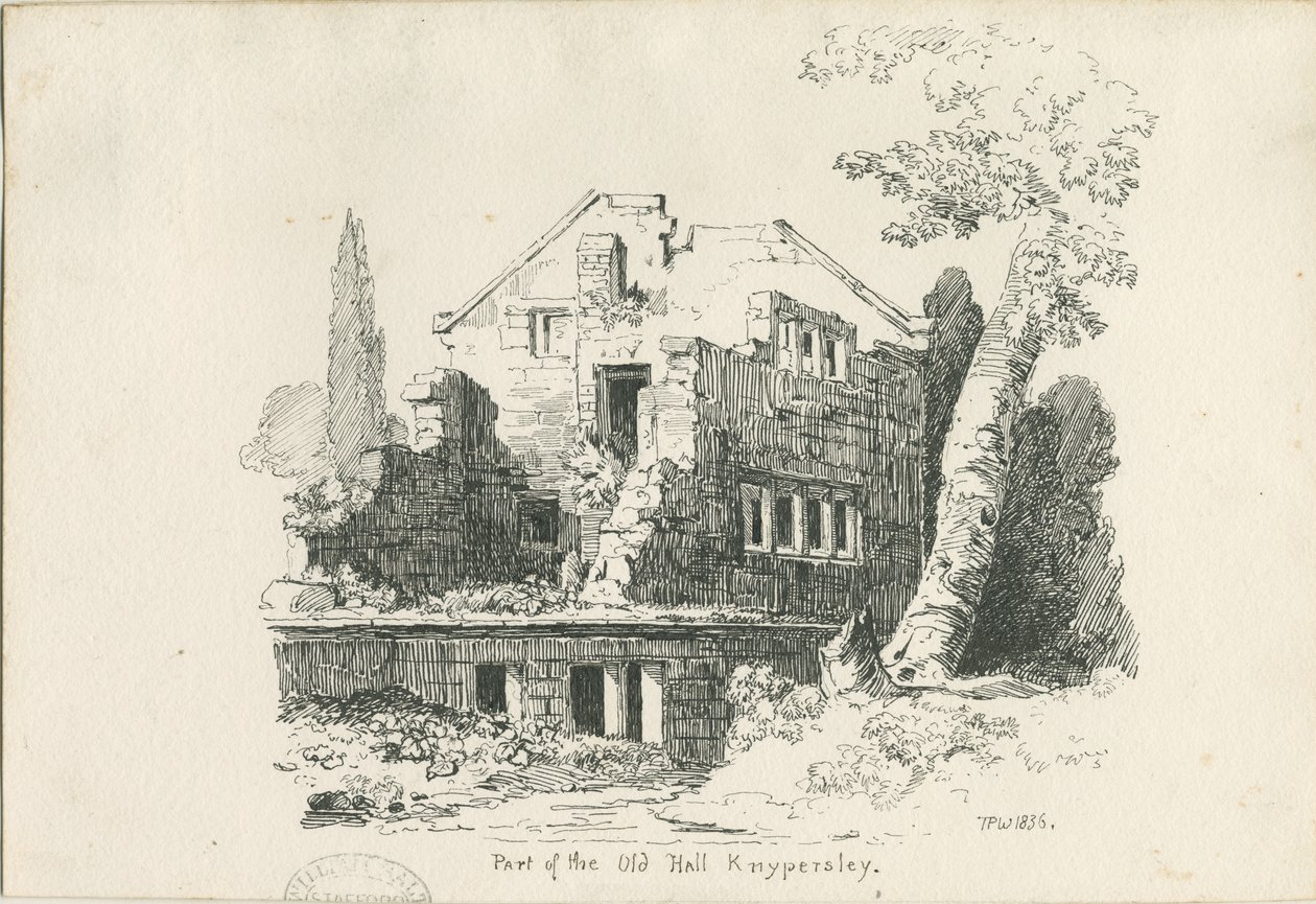 Biddulph - Knypersley Hall [पुराना]: पेन और इंक स्केच द्वारा थॉमस पेप्लो लकड़ी