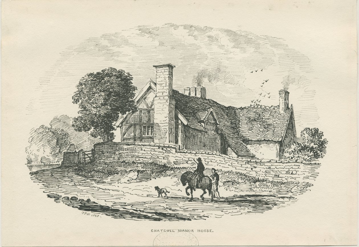 Chatcull Manor हाउस: कलम और स्याही ड्राइंग (प्रतिष्ठित) द्वारा थॉमस पेप्लो लकड़ी