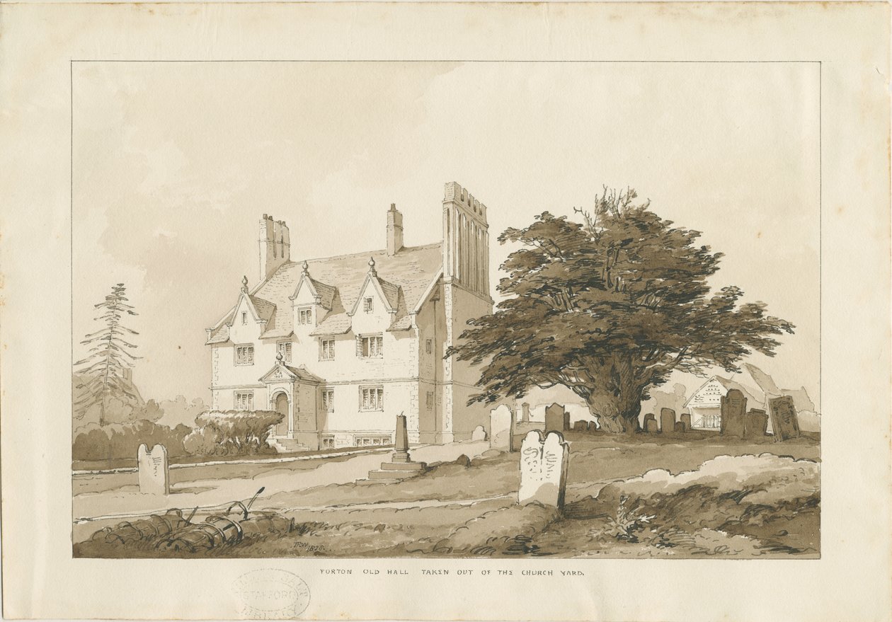 फोर्टन हॉल: वॉश ड्रॉइंग, एनडी [1838] (ड्राइंग) द्वारा थॉमस पेप्लो लकड़ी