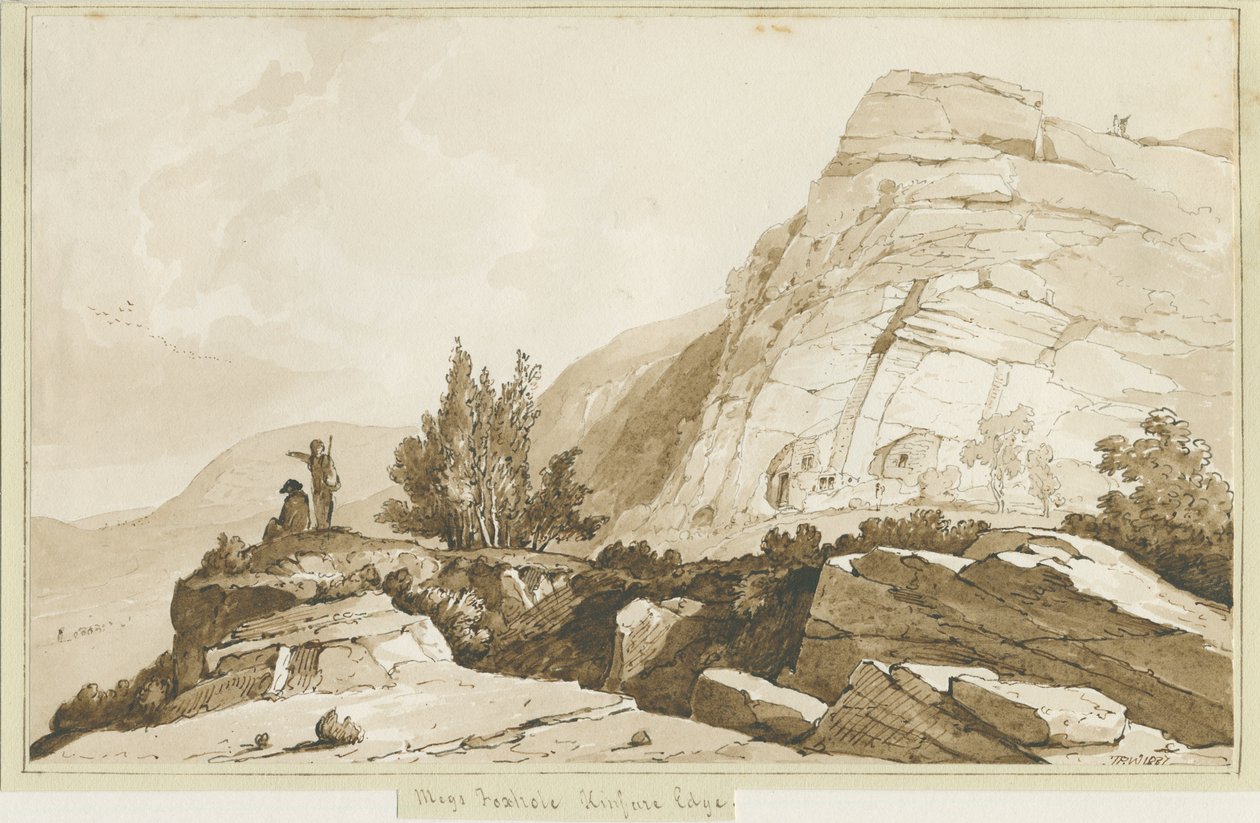 किनवर एज - "मेग्स फॉक्सहोल": सीपिया ड्राइंग, 1837 द्वारा थॉमस पेप्लो लकड़ी
