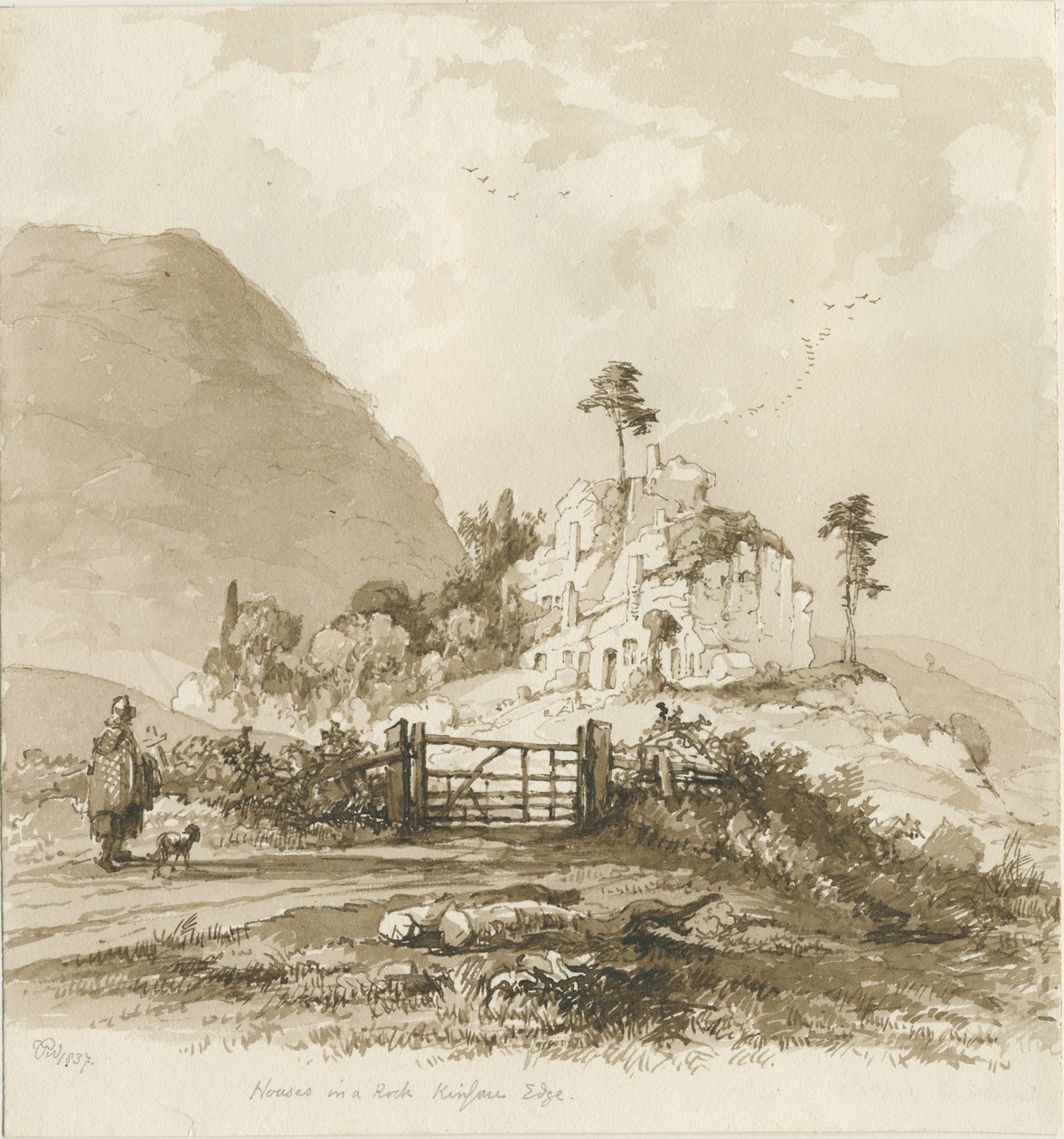 किनेवर एज: सीपिया ड्राइंग, 1837 द्वारा थॉमस पेप्लो लकड़ी