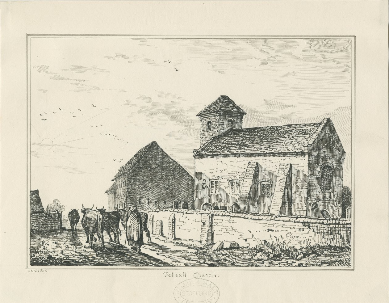 Pelsall Church (पुराना): पेन एंड इंक ड्राइंग द्वारा थॉमस पेप्लो लकड़ी