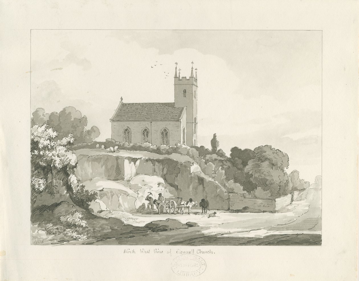 Stonnall Church: पेन और वाश ड्राइंग द्वारा थॉमस पेप्लो लकड़ी