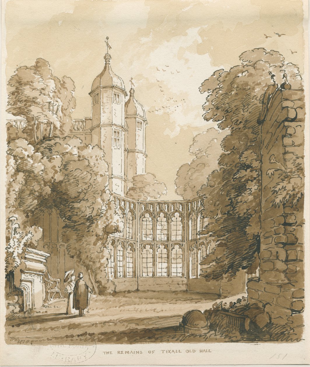 टीएक्स हॉल: पेन एंड वॉश ड्राइंग, 1838 द्वारा थॉमस पेप्लो लकड़ी