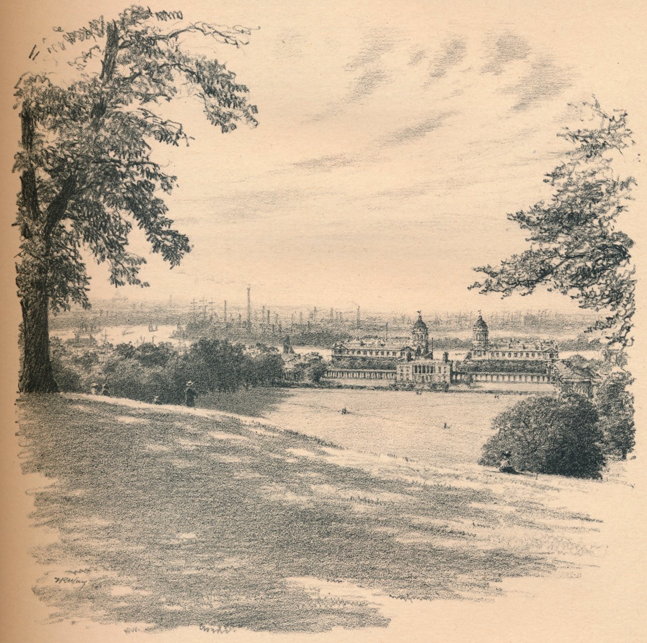 वेधशाला हिल से ग्रीनविच पैलेस, 1902 द्वारा थॉमस रॉबर्ट वे