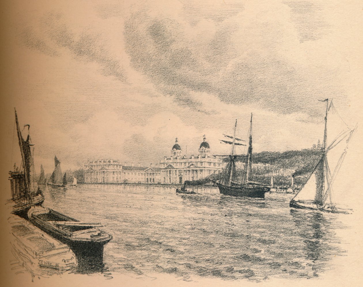 नदी से ग्रीनविच पैलेस, 1902 द्वारा थॉमस रॉबर्ट वे