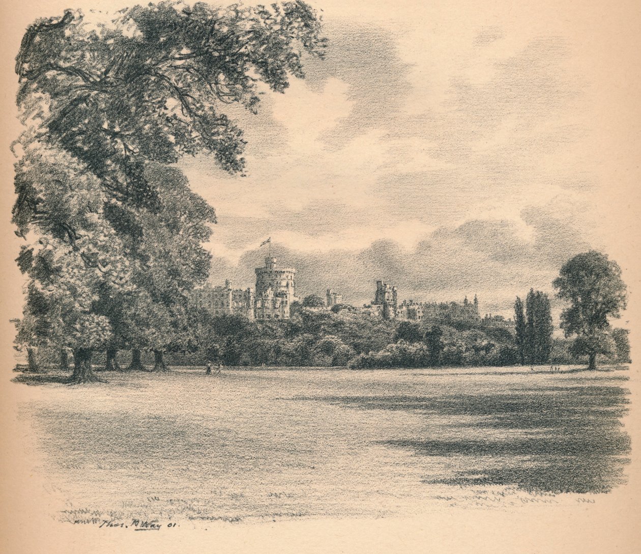 विंडसर कैसल फ्रॉम द होम पार्क, 1902 द्वारा थॉमस रॉबर्ट वे