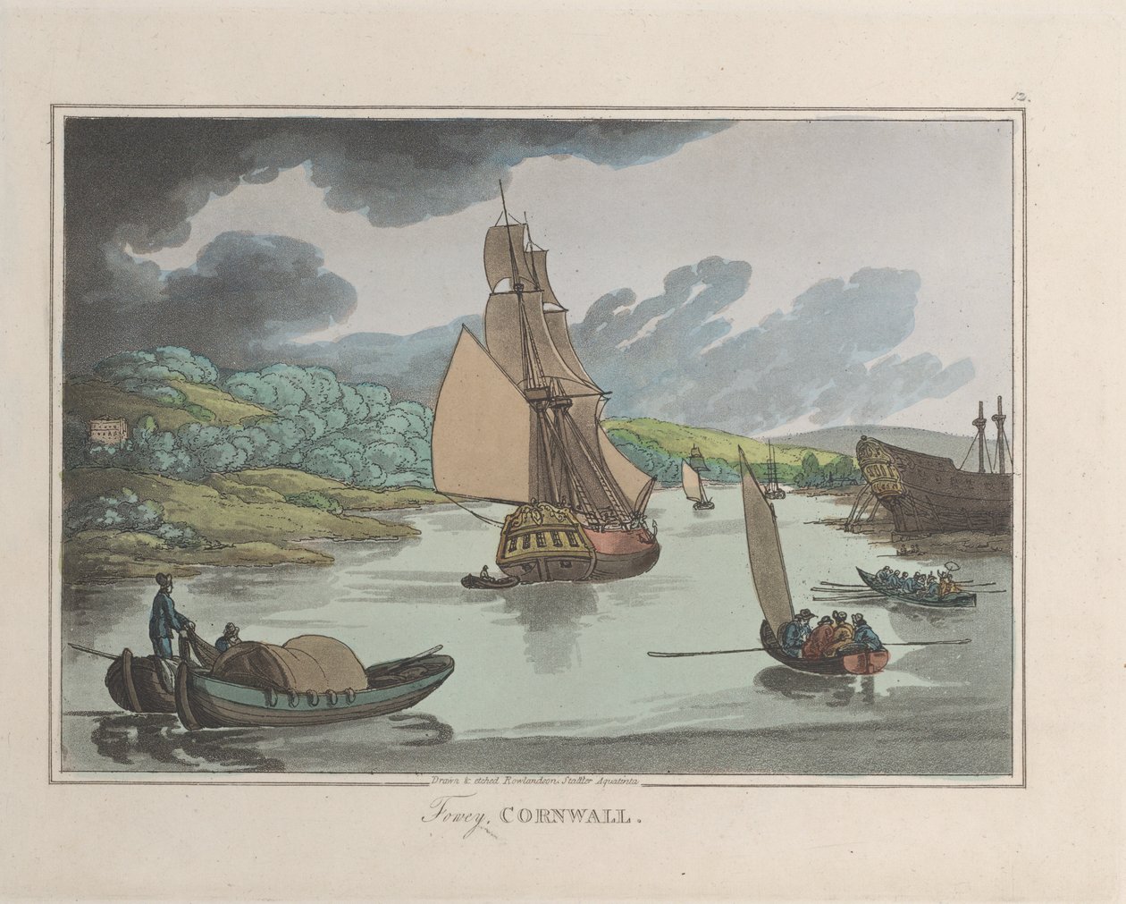 फॉवी, कॉर्नवाल, फ्रॉम स्केचेस फ्रॉम नेचर, 1822., 1822. क्रिएटर्स: थॉमस रोलैंडसन, जोसेफ कॉन्सटेंटाइन स्टैडलर। द्वारा थॉमस रोलैंडसन, जोसेफ कॉन्सटेंटाइन स्टैडलर