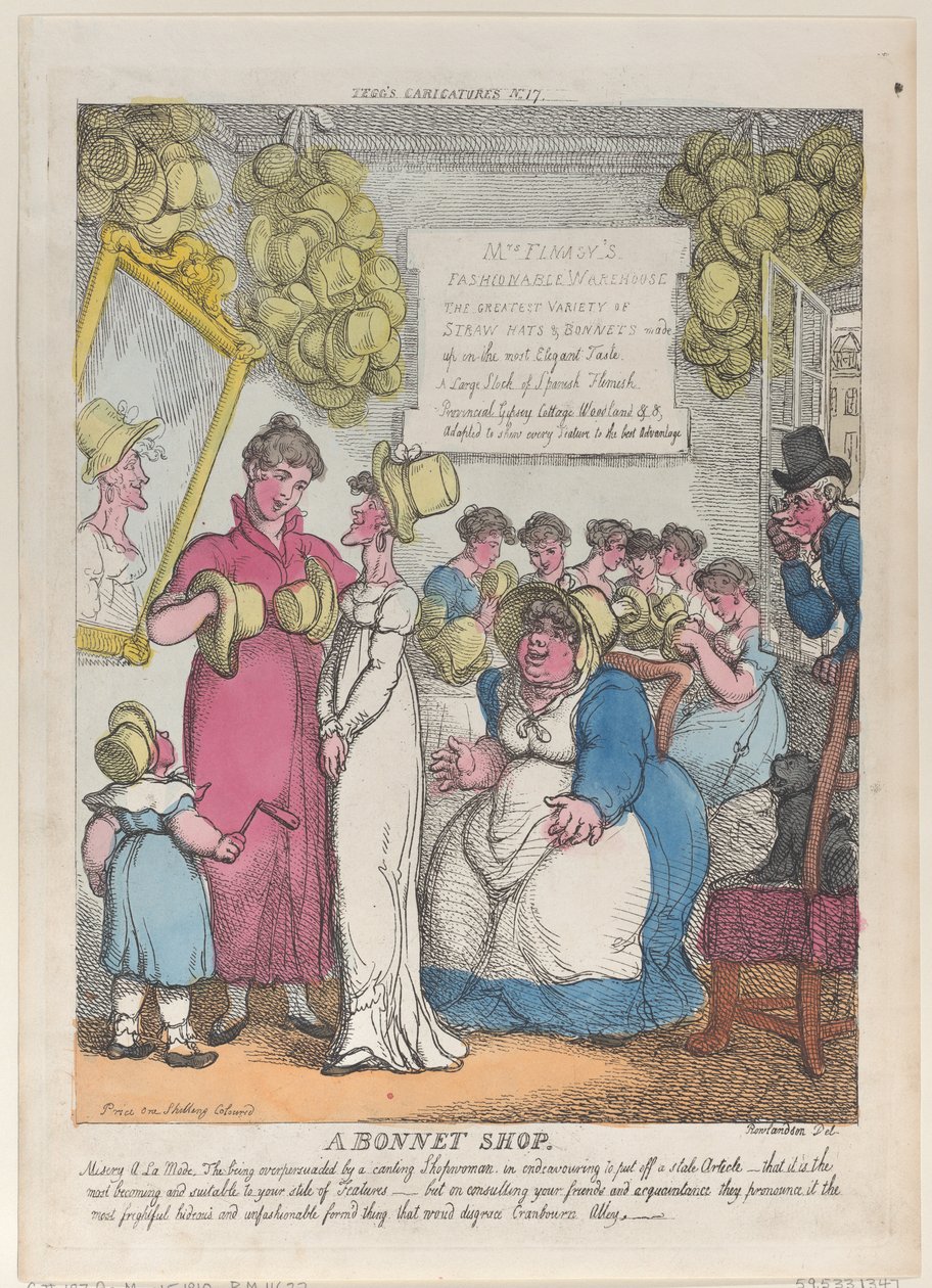 ए बोनट शॉप, 15 मई, 1810।, 15 मई, 1810। द्वारा थॉमस रोलैंड्सन