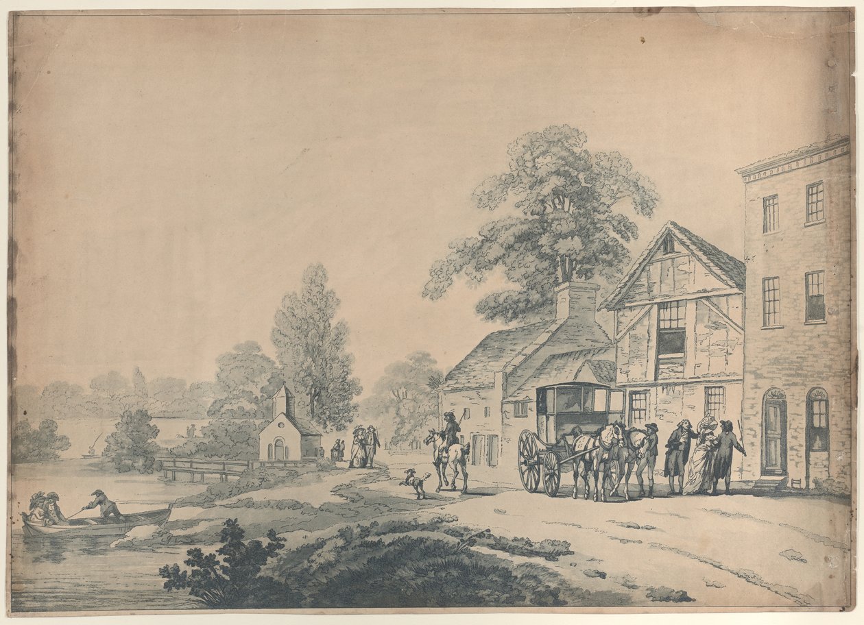 एक सराय के बाहर एक कोच, 1785-90।, 1785-90। द्वारा थॉमस रोलैंड्सन