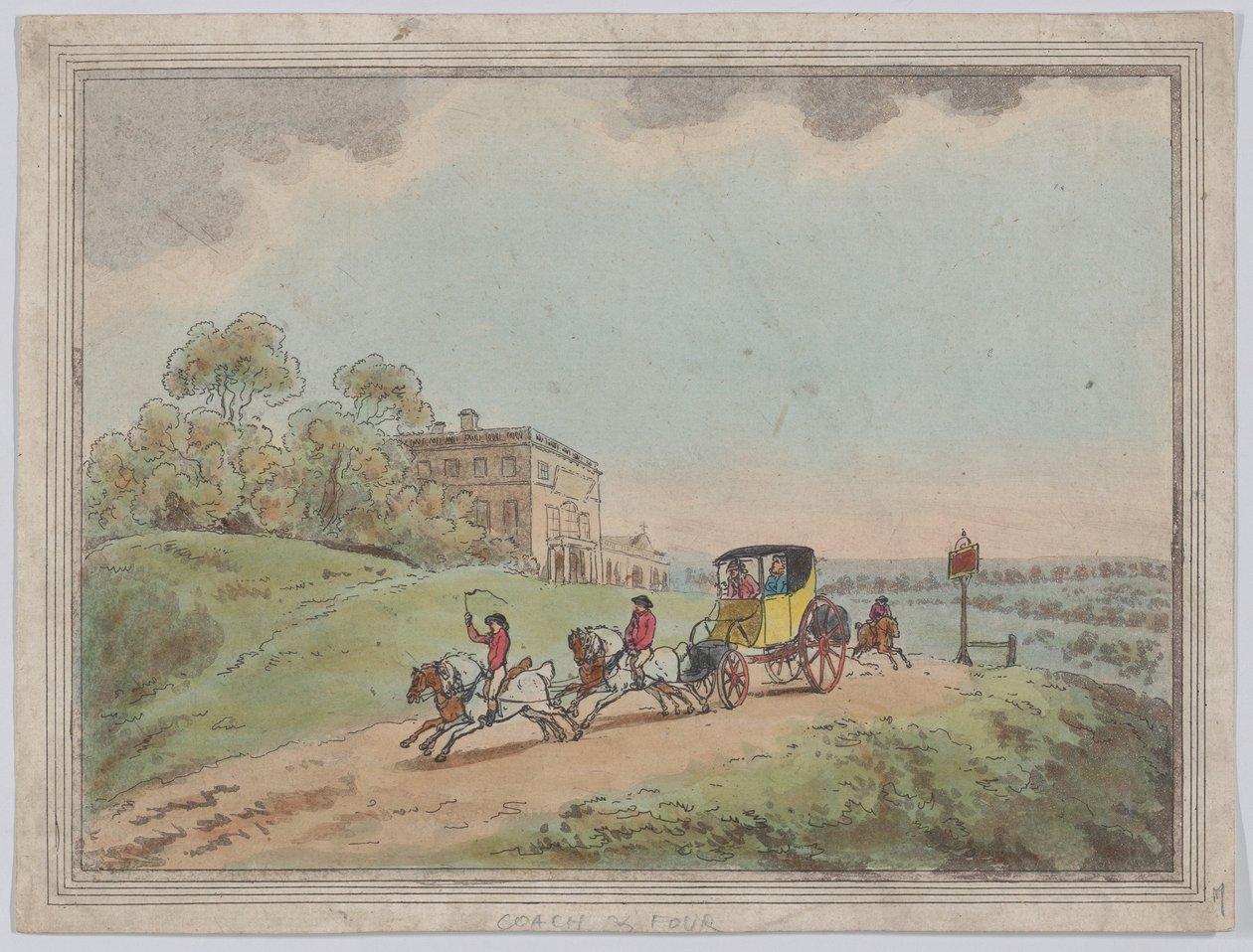 एक कोच और चार, रस्टिक स्केच, 1787।, 1787। द्वारा थॉमस रोलैंड्सन
