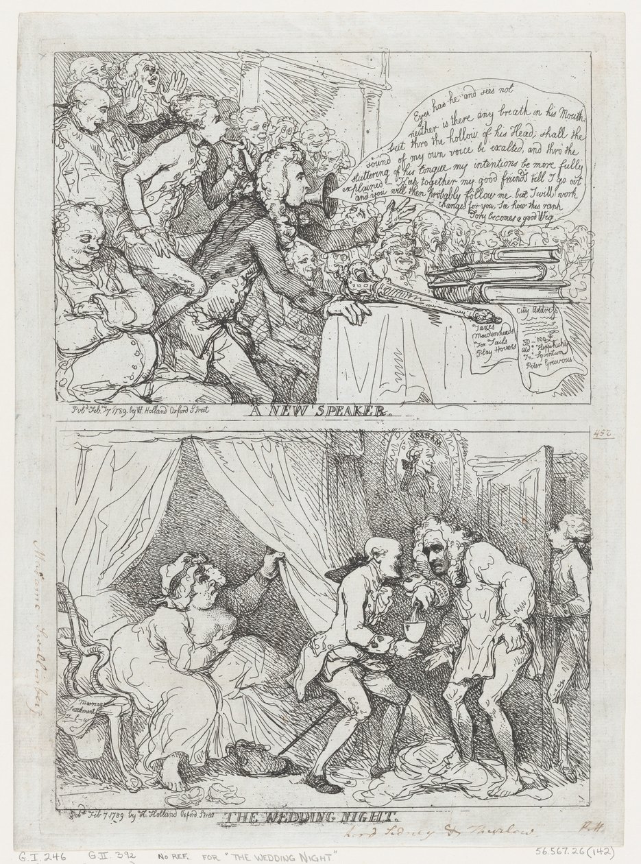 एक नया वक्ता और शादी की रात, 7 फरवरी, 1789।, 7 फरवरी, 1789। द्वारा थॉमस रोलैंड्सन