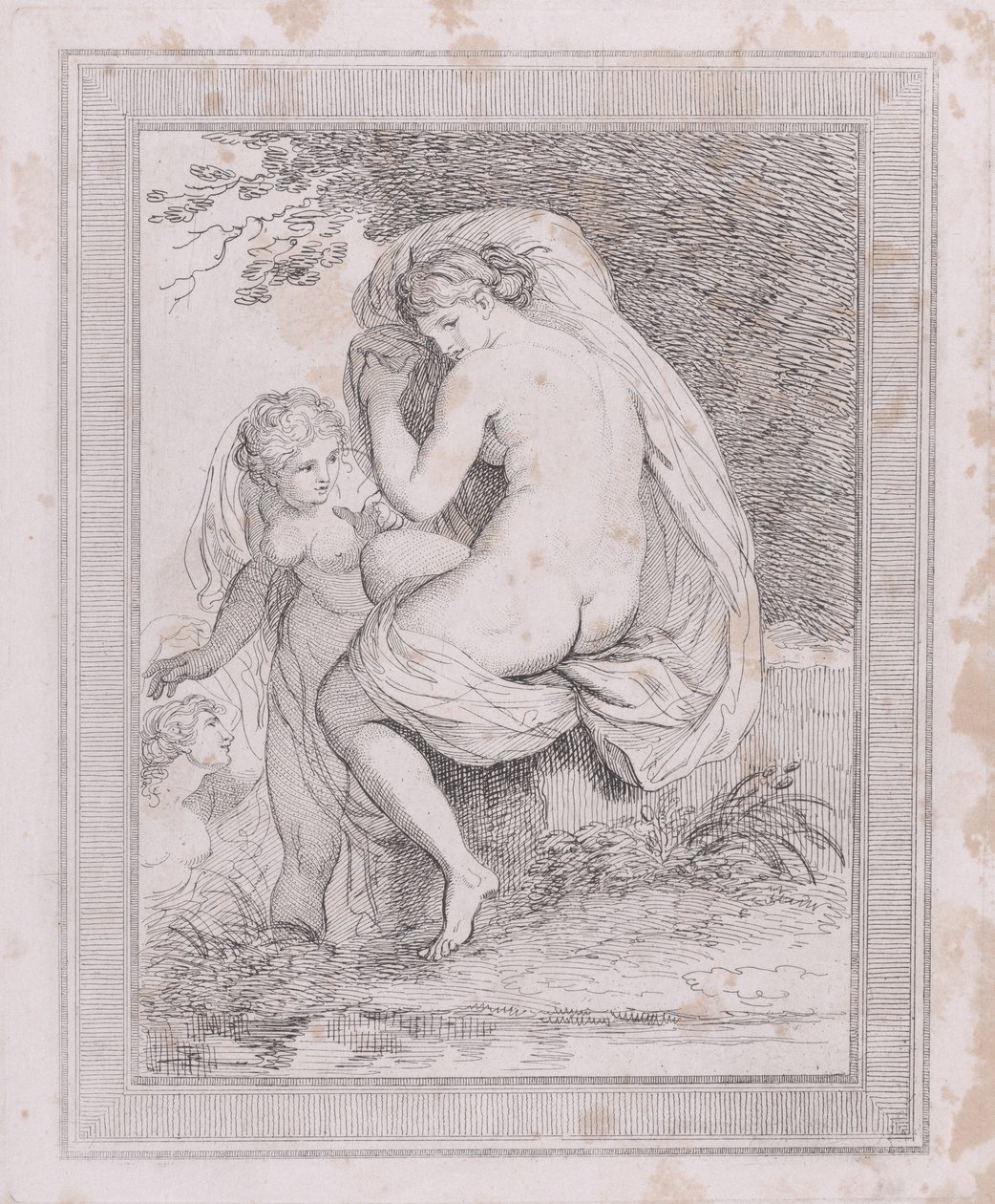 एक अप्सरा सुखाने खुद, 1790-99।, 1790-99। द्वारा थॉमस रोलैंड्सन