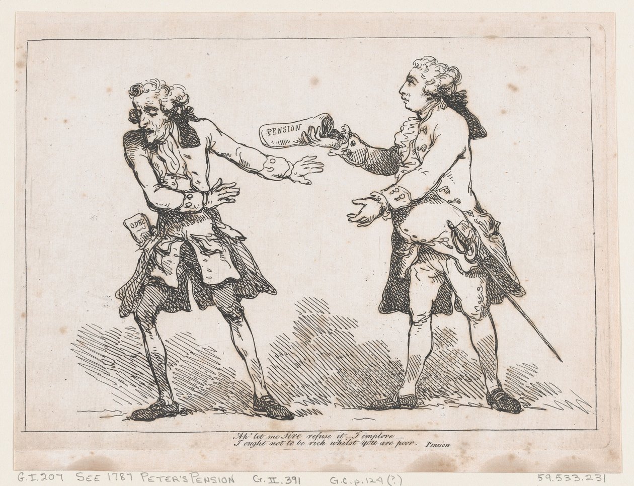 आह' मुझे साहब ने मना कर दिया..., पीटर पिंडर द्वारा पीटर की पेंशन से, Esq., 1787., 1787। द्वारा थॉमस रोलैंड्सन