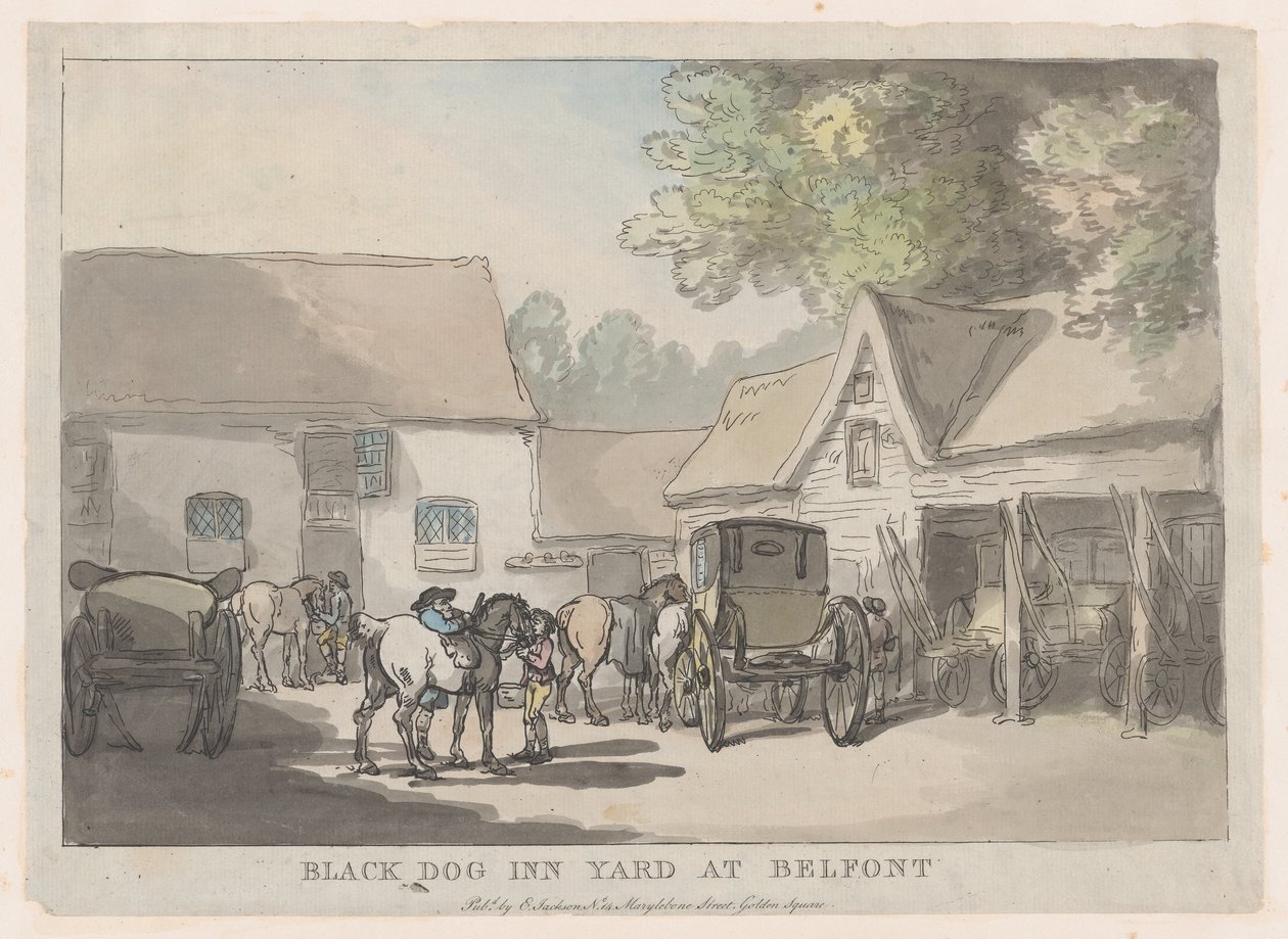 बेलफोंट में ब्लैक डॉग इन यार्ड, 1785-87।, 1785-87। द्वारा थॉमस रोलैंड्सन