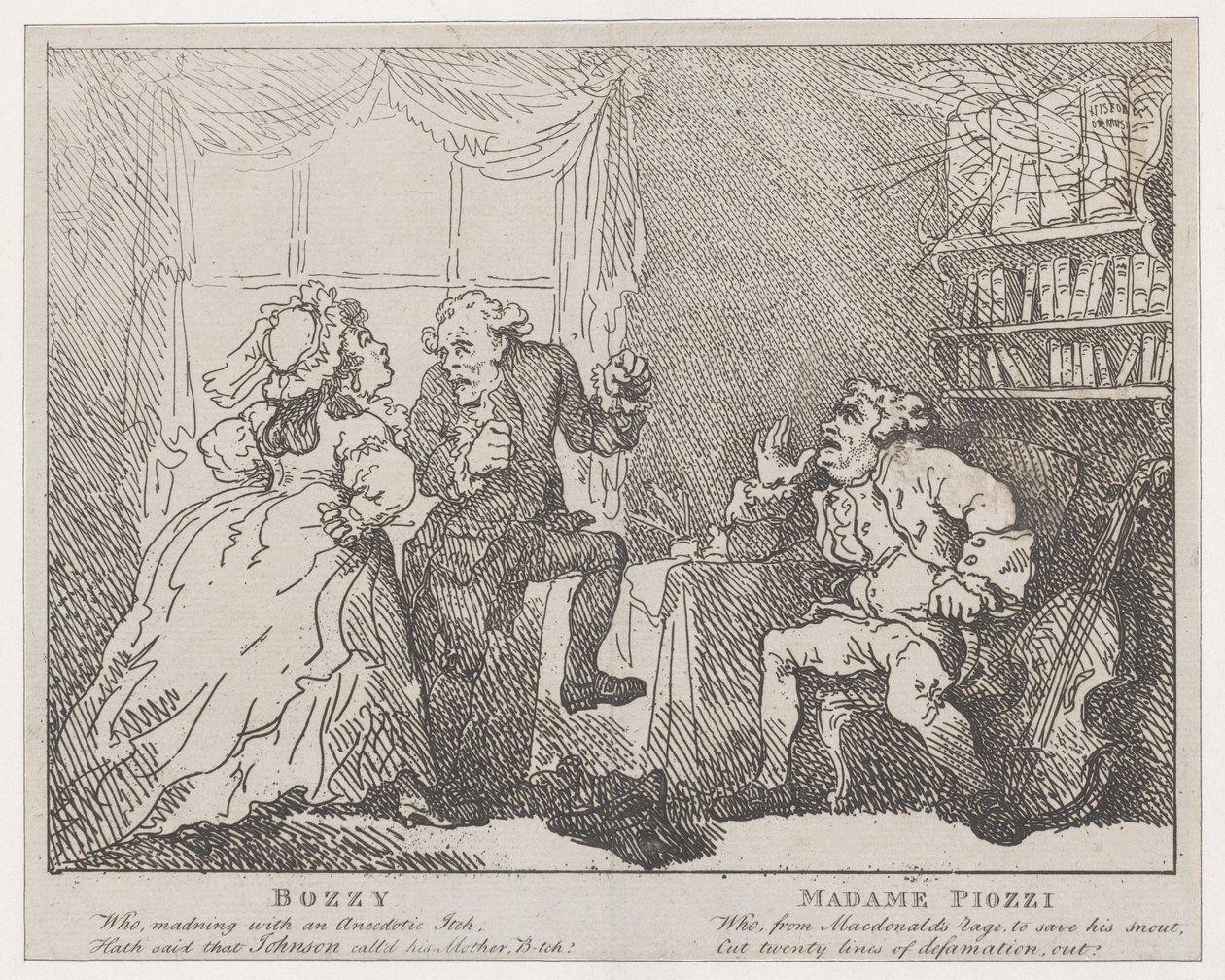 Bozzy और Madame Piozzi Frontispiece, Bozzy और Piozzi पीटर पिंडर द्वारा, 1780-86।, 1780-86। द्वारा थॉमस रोलैंड्सन