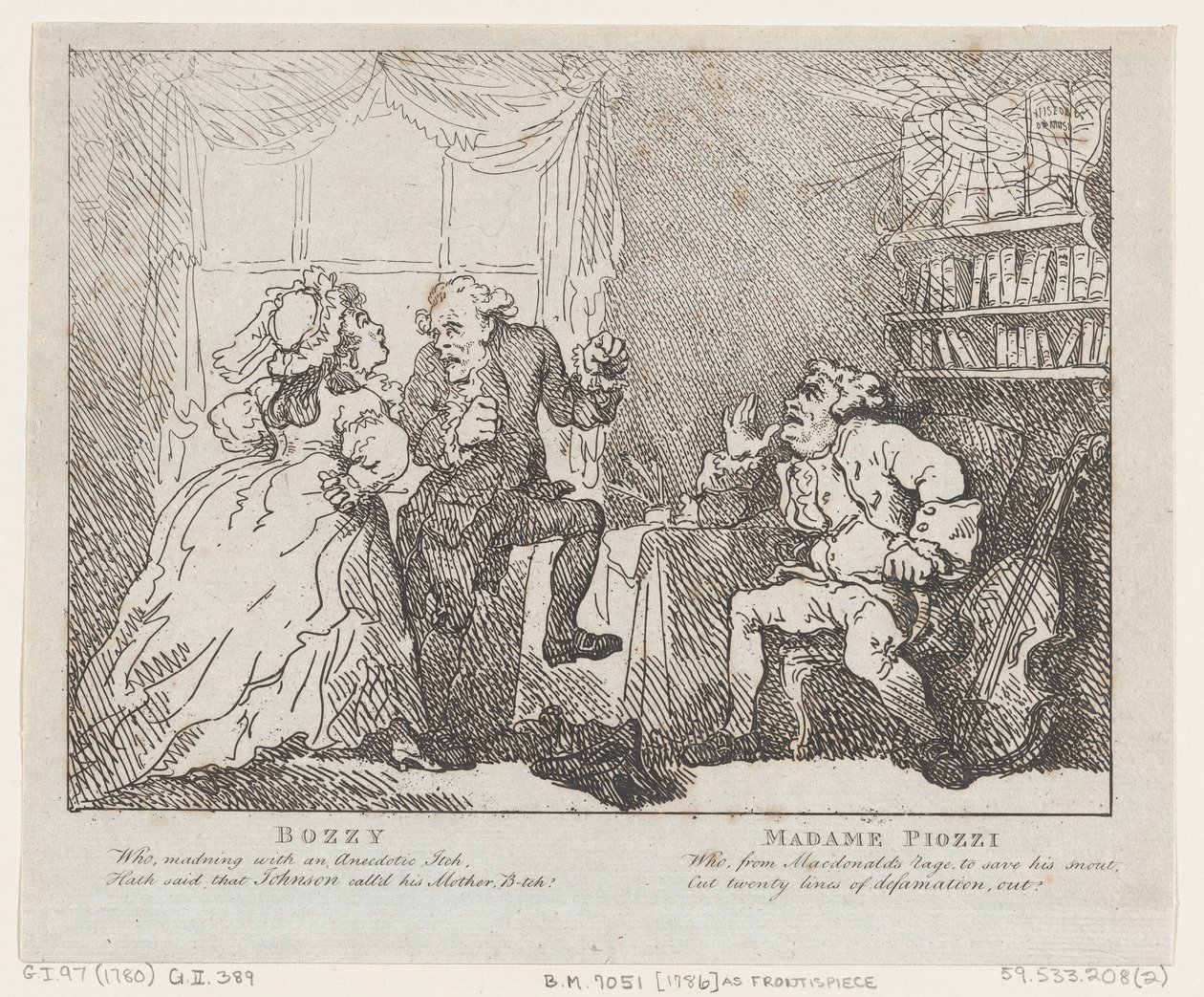 Bozzy और Madame Piozzi Frontispiece, Bozzy और Piozzi पीटर पिंडर द्वारा, 1780-86।, 1780-86। द्वारा थॉमस रोलैंड्सन