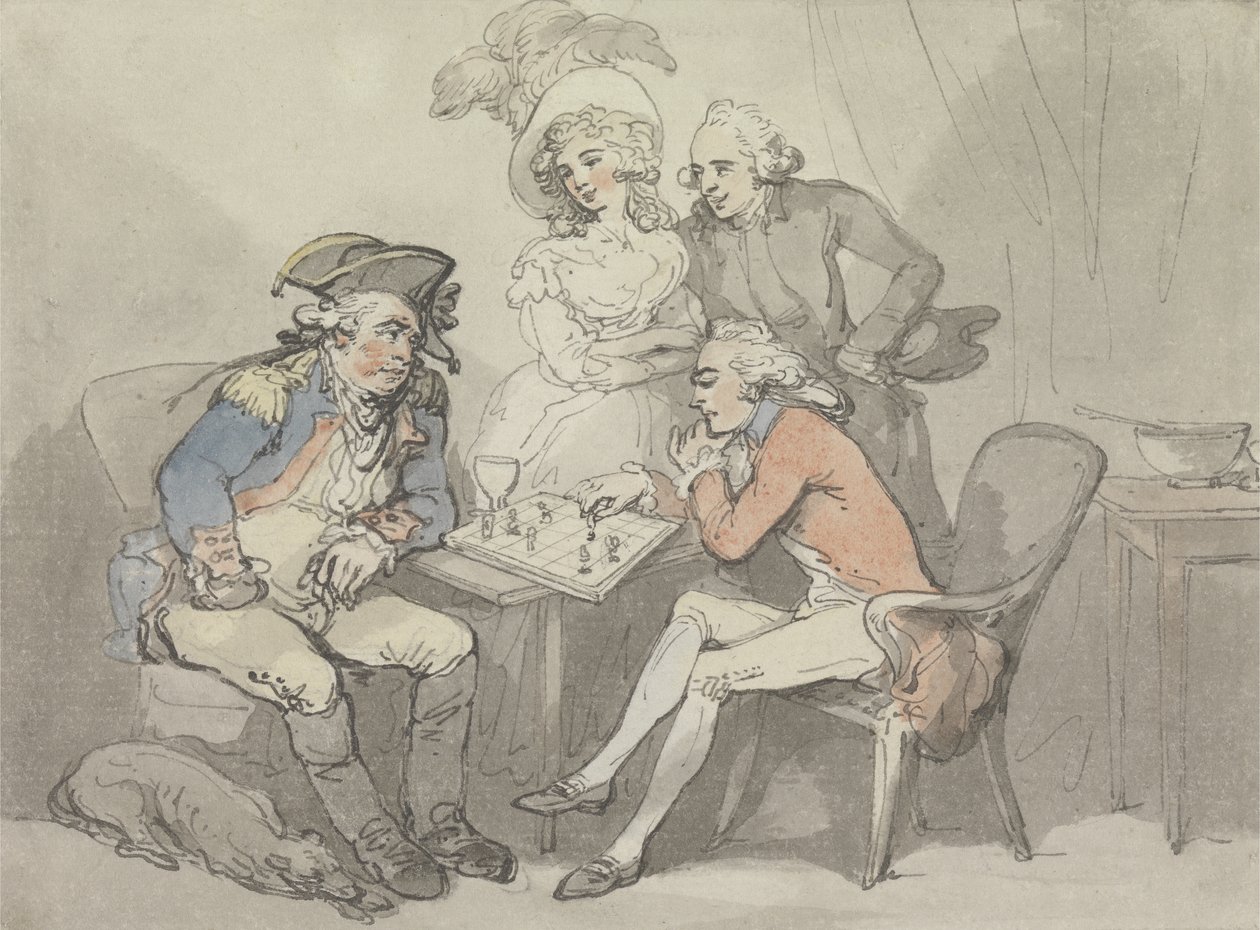चेकमेट, c.1790 (कागज पर ग्रेफाइट और स्याही से अधिक पानी) द्वारा थॉमस रोलैंड्सन