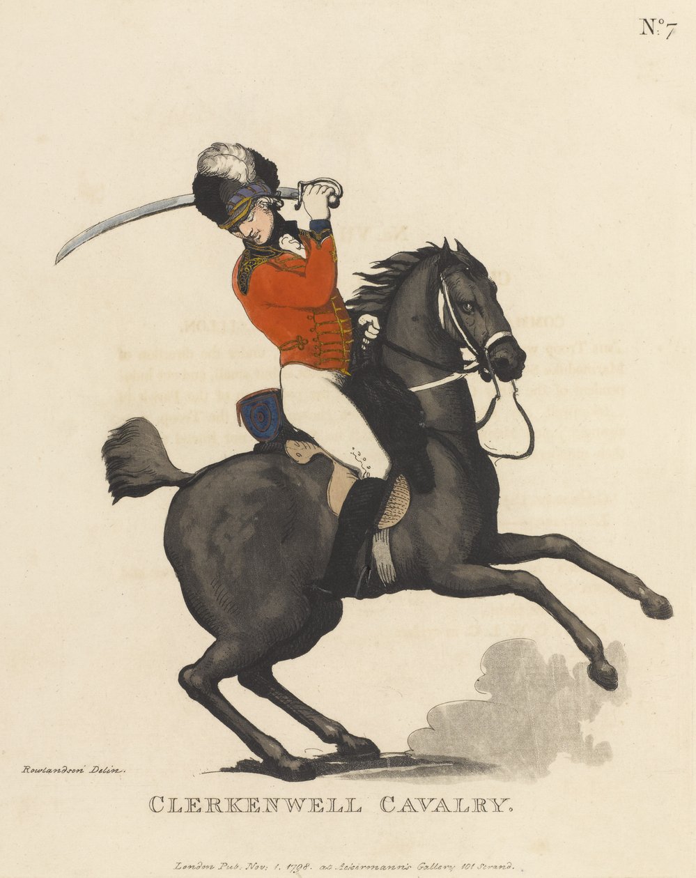 क्लेरकेनवेल कैवेलरी, c.1799 (रंगीन एक्वाटिंट) द्वारा थॉमस रोलैंड्सन