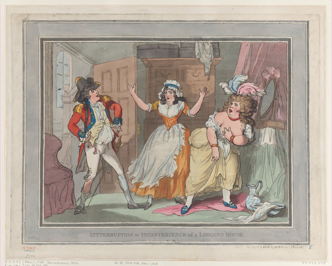 लॉजिंग हाउस की रुकावट या असुविधा, [अप्रैल..., [1 अप्रैल, 1789], 1 अप्रैल, 1824 को फिर से जारी किया गया। द्वारा थॉमस रोलैंड्सन