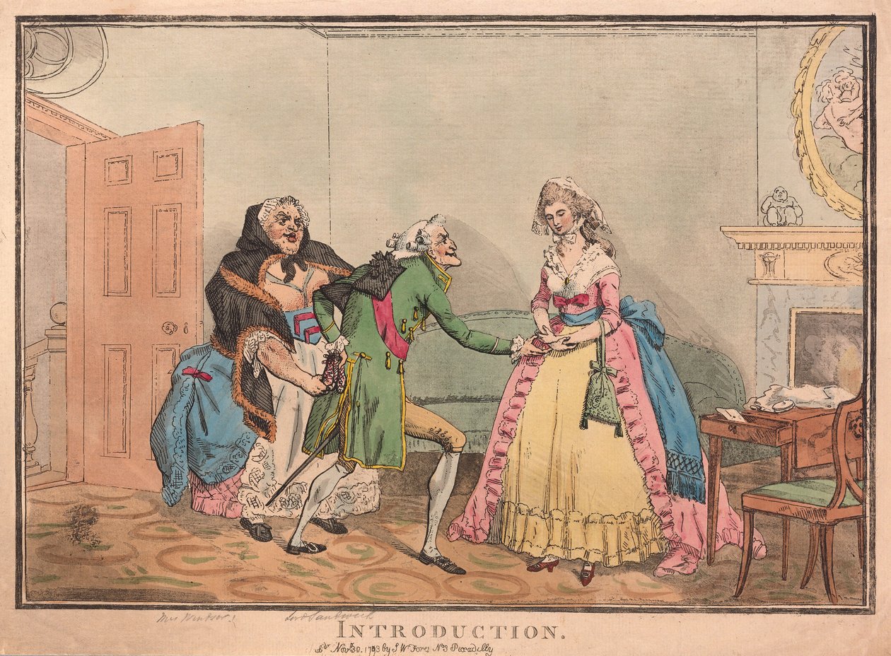 परिचय, पब। 1793 (हाथ के रंग का उत्कीर्णन) द्वारा थॉमस रोलैंड्सन