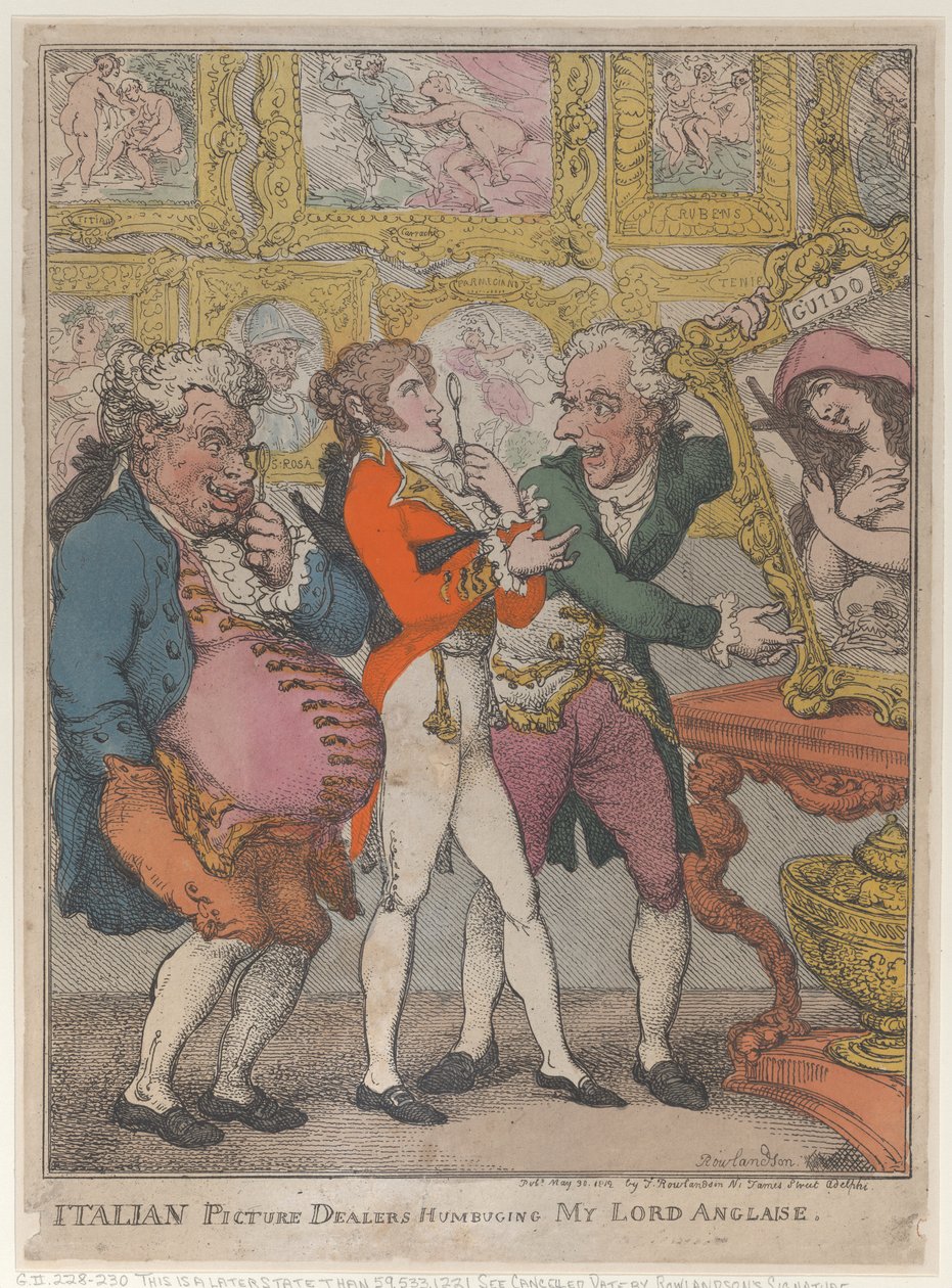 इटालियन पिक्चर डीलर्स हमबगिंग माई लॉर्ड एंजलिस, 30 मई, 1812., 30 मई, 1812। द्वारा थॉमस रोलैंड्सन