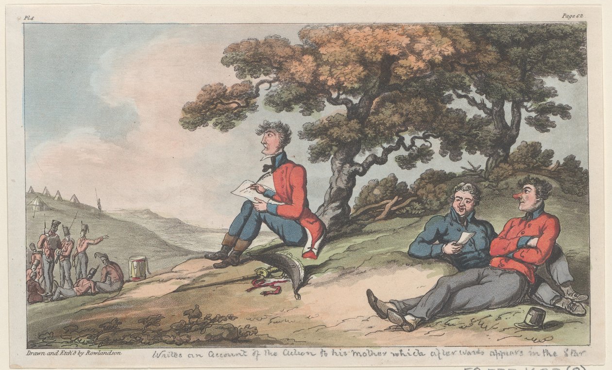 जॉनी अपनी मां को कार्रवाई का लेखा-जोखा लिखता है, जो बाद में स्टार..., 1815 में दिखाई देता है। द्वारा थॉमस रोलैंड्सन